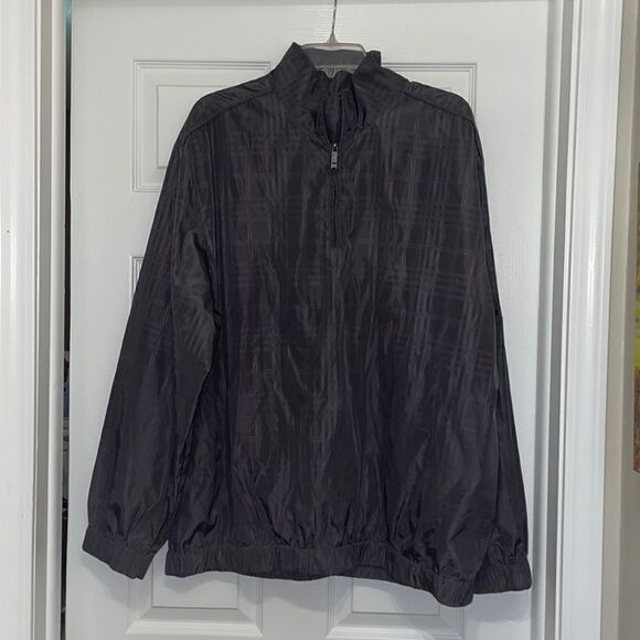 ✨PGA Tour Black Plaid 1/4 zip Pullover Windbreaker - Picture 1 of 6